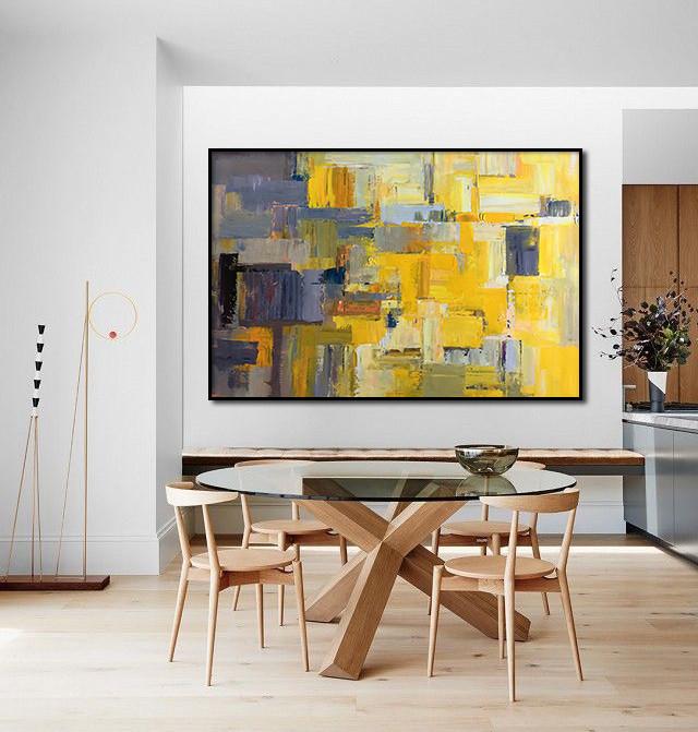 Horizontal Palette Knife Contemporary Art #L53C - Click Image to Close